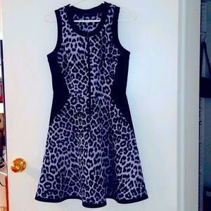 Purple leopard print dress front zipper